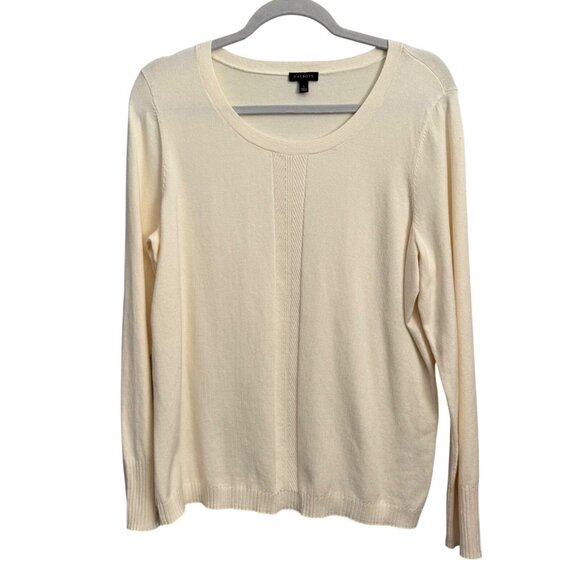 Talbots Womens Cream Long-Sleeve Sweater Sz L 58% Cotton 25% Modal Soft Knit Top - Picture 2 of 12